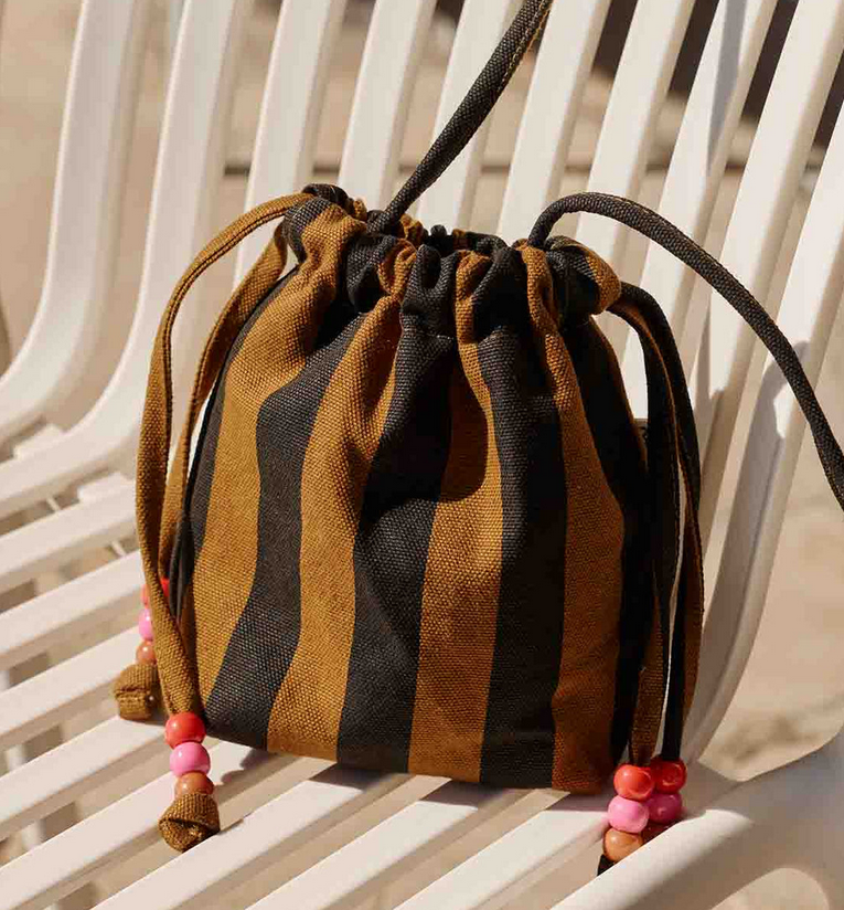 Mini sac Billie coton bio rayure cumin