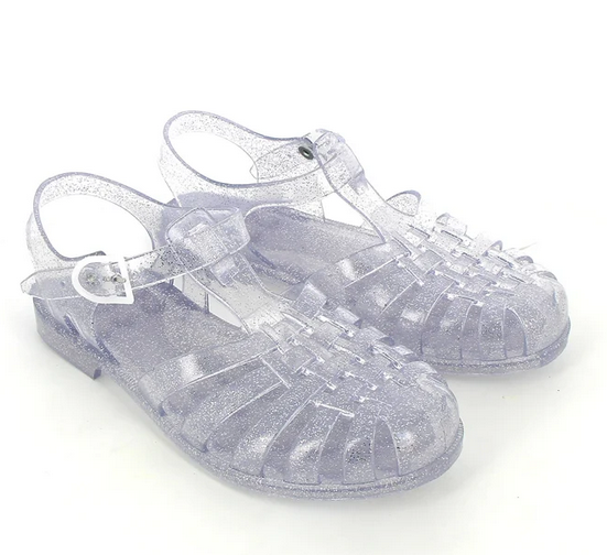 Sandale méduse transpa argent paillettes