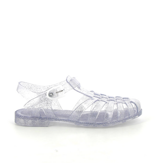 Sandale méduse transpa argent paillettes