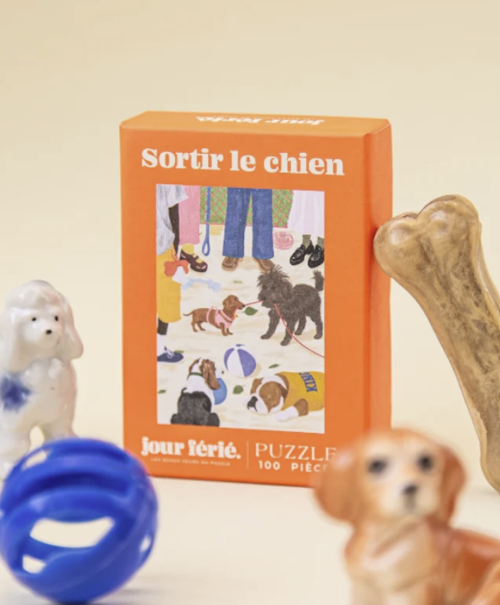 Mini puzzle 100 pièces Jour férié - Sortir le chien