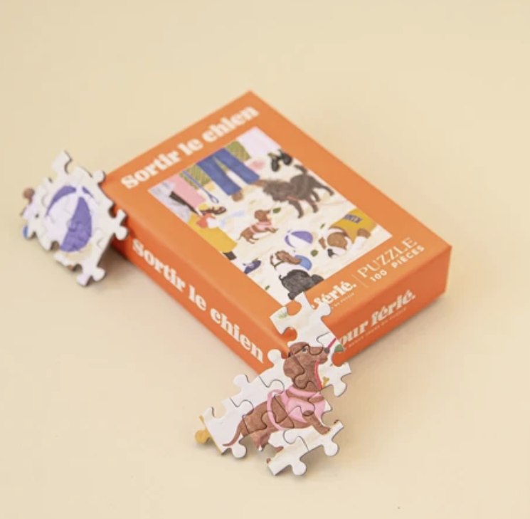 Mini puzzle 100 pièces Jour férié - Sortir le chien