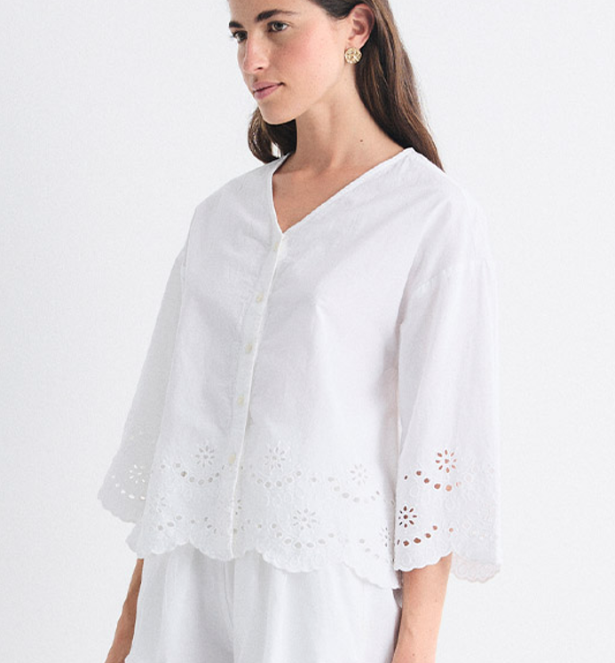 chemisier blanc broderie anglaise OSCAO
