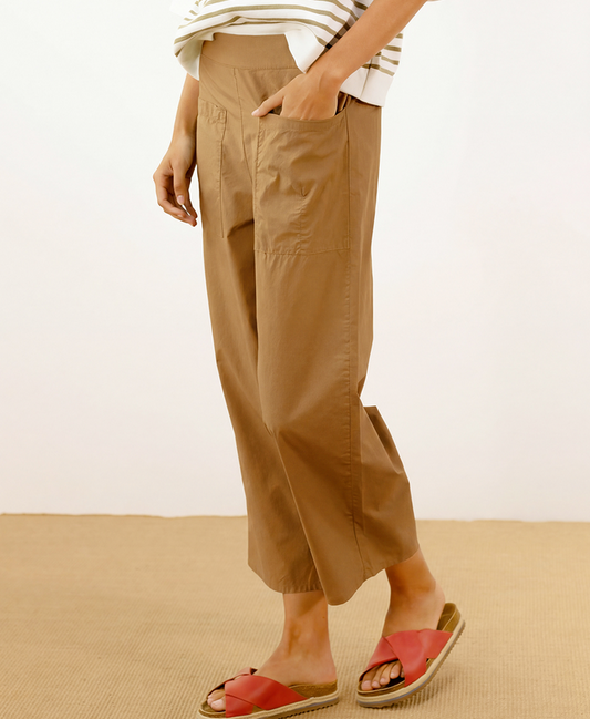 Pantalon court Marron à poches coupe japonnaise