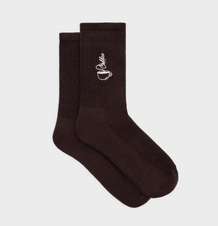 Chaussettes coton bio Coffee lovers broderie marron 41-46