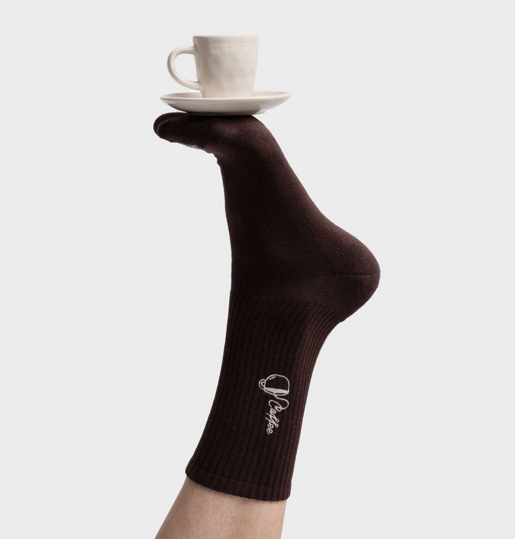 Chaussettes coton bio Coffee lovers broderie marron 41-46