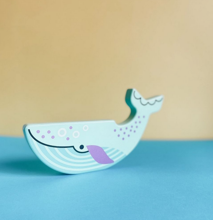 Jouet en bois dès 18 mois - la baleine bleue