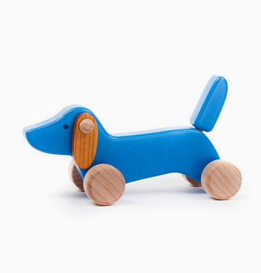 Le teckel à roulette dès 18 mois / bleu ou rouge
