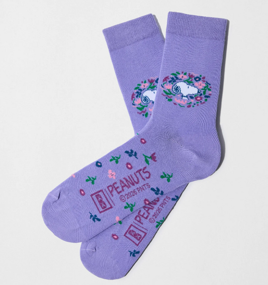 Chaussettes 36-40 Snoopy couronne de fleurs