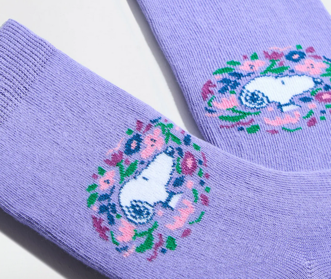 Chaussettes 36-40 Snoopy couronne de fleurs