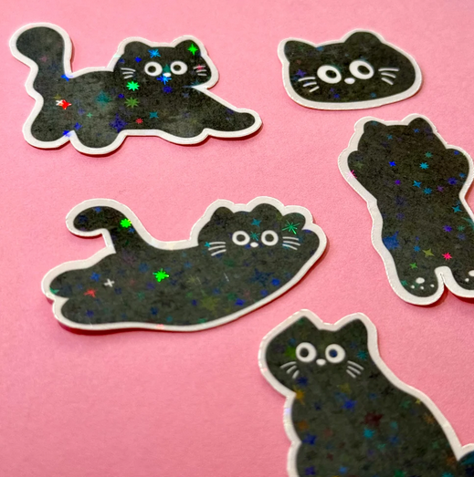 Kit de stickers à journaling fabriqués à Lyon - Black Cats