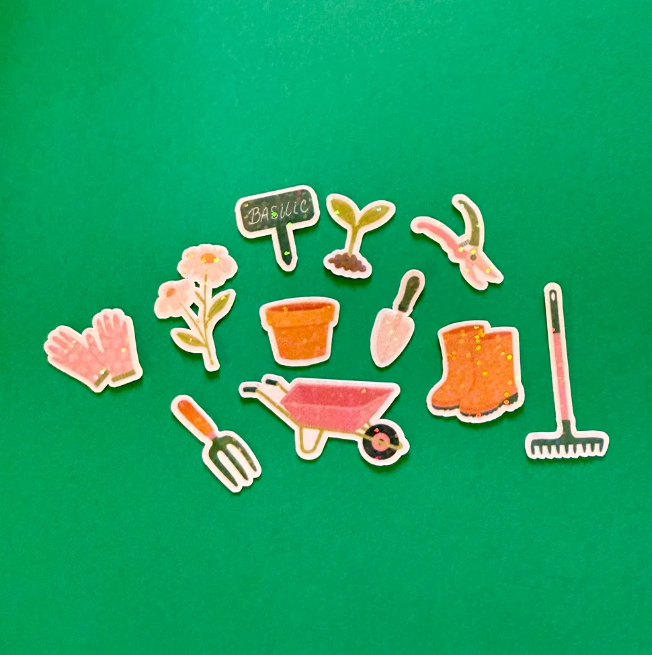 Kit de stickers à journaling fabriqués à Lyon - Jardinage