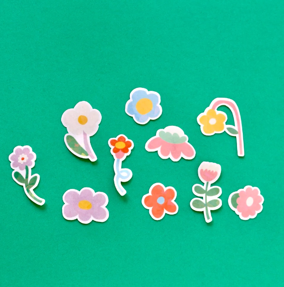 Kit de stickers à journaling fabriqués à Lyon - Flower market