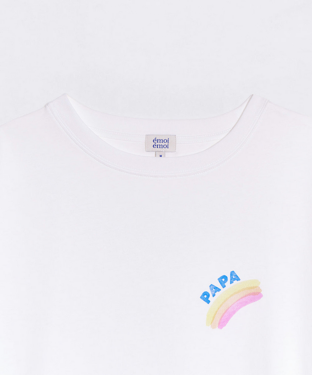 T-shirt Papa rainbow en coton bio - blanc émoi émoi