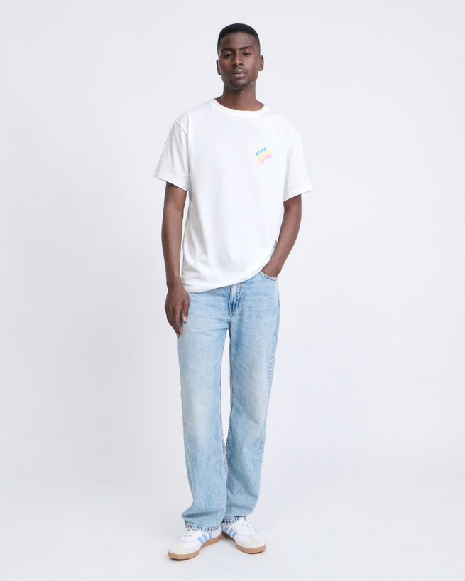 T-shirt Papa rainbow en coton bio - blanc émoi émoi