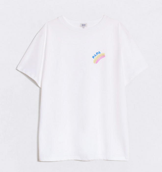 T-shirt Papa rainbow en coton bio - blanc émoi émoi