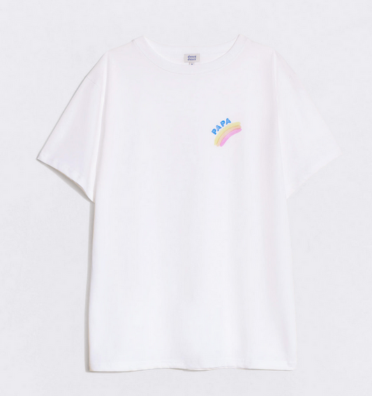T-shirt Papa rainbow en coton bio - blanc émoi émoi