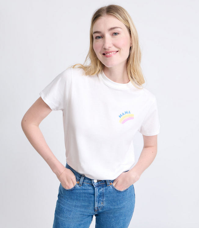 T-shirt Mama rainbow en coton bio - blanc émoi émoi