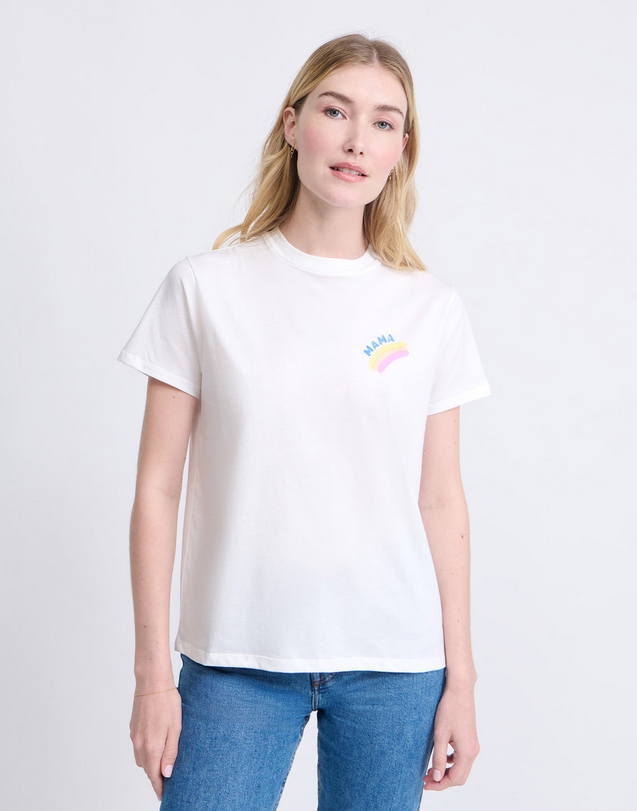 T-shirt Mama rainbow en coton bio - blanc émoi émoi