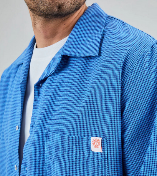Chemise ASIS Daisy Checks Oversize bleu - écoresponsable