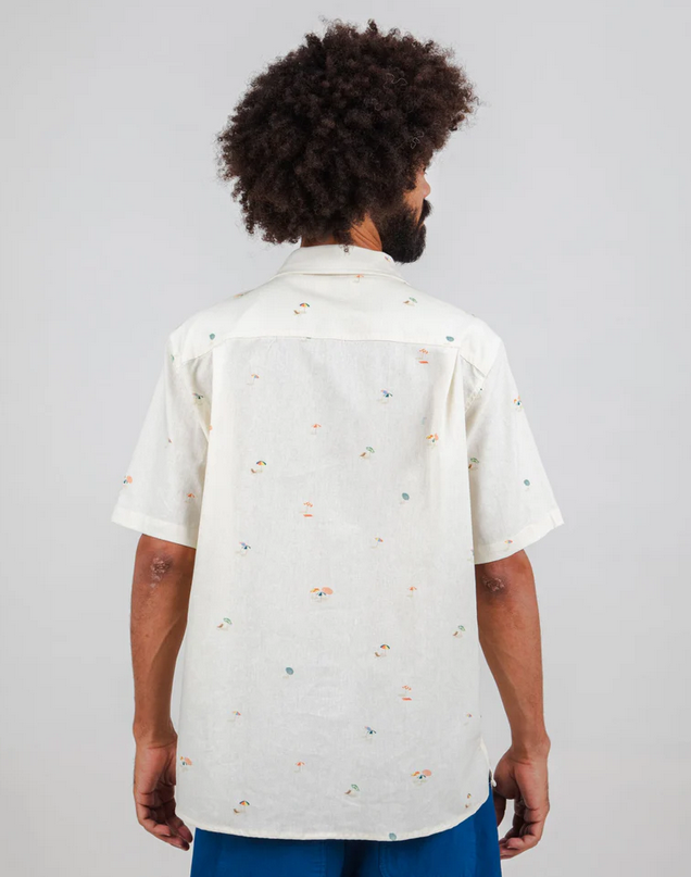 Chemise manches courtes coton bio Beach Please Aloha ecru