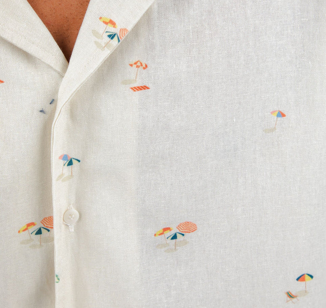 Chemise manches courtes coton bio Beach Please Aloha ecru