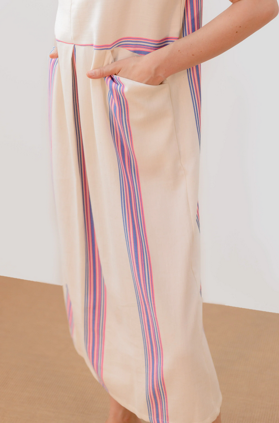 Robe Riviera bleu rose fluo en coton
