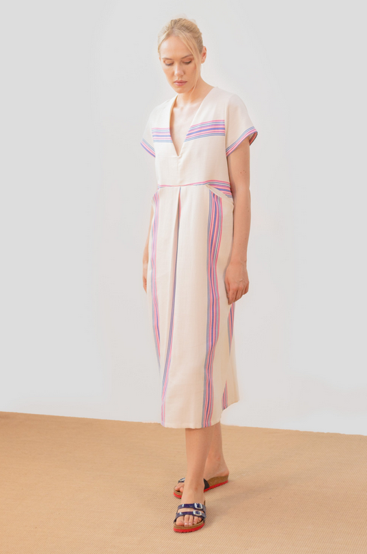 Robe Riviera bleu rose fluo en coton