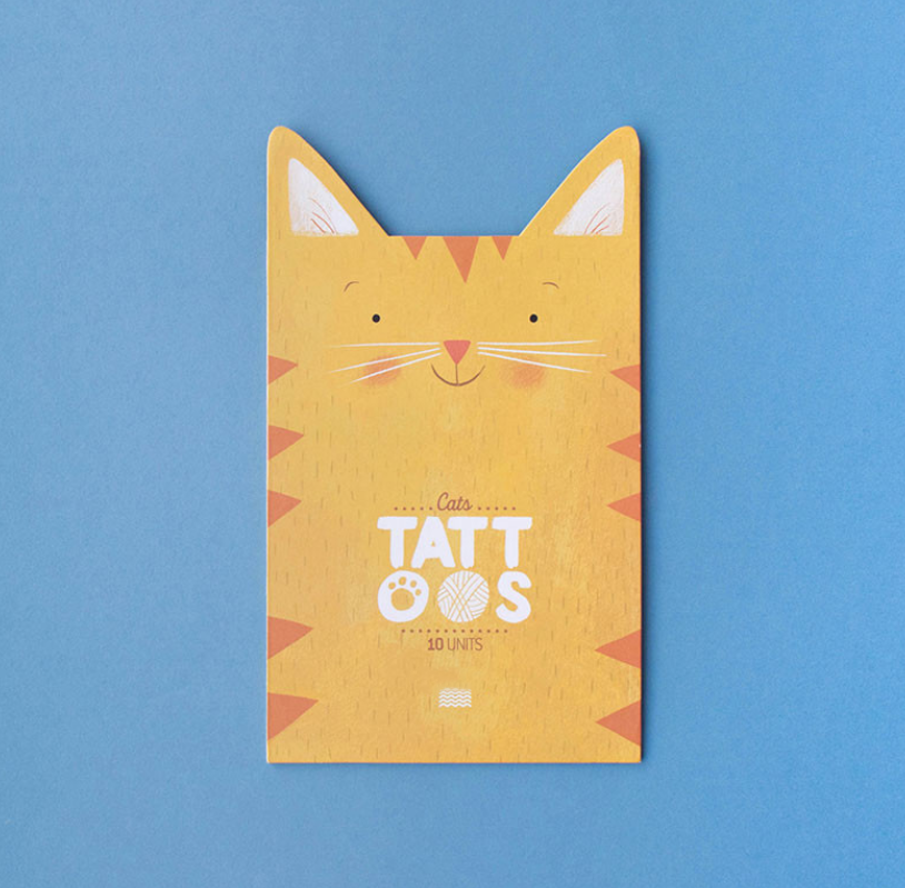Pochette de 10 tatouages chats