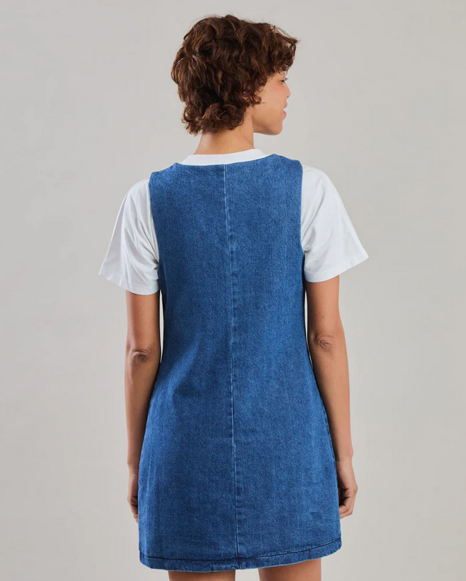 Robe denim bleu boutonnée en coton bio