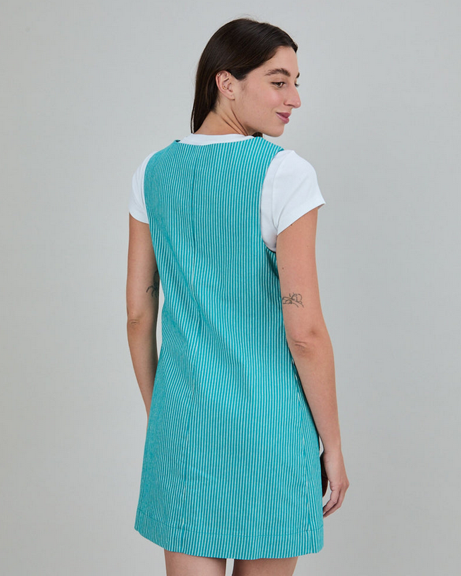 Robe denim tennis vert boutonnée en coton bio