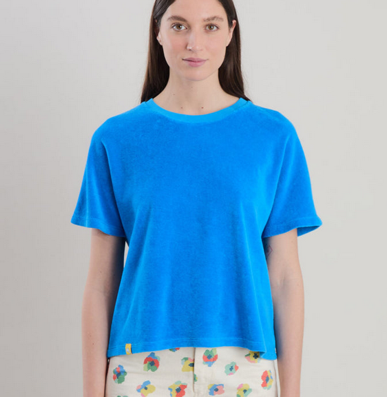 t-shirt terry éponge bleu azur