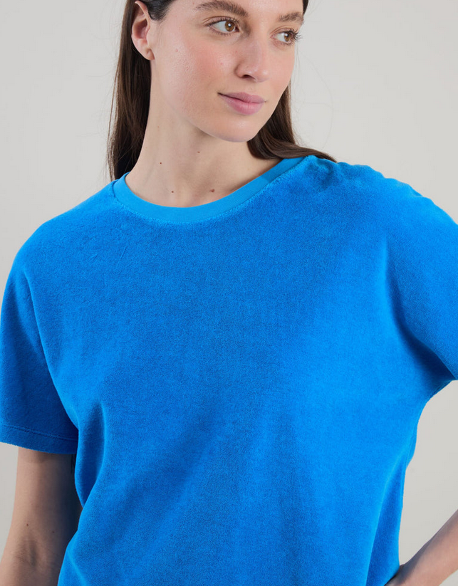 t-shirt terry éponge bleu azur