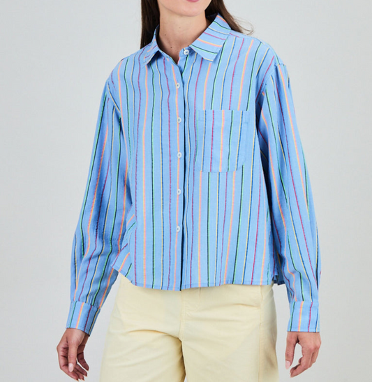 Chemise fluide boxy rayures bleue 100% Tencel
