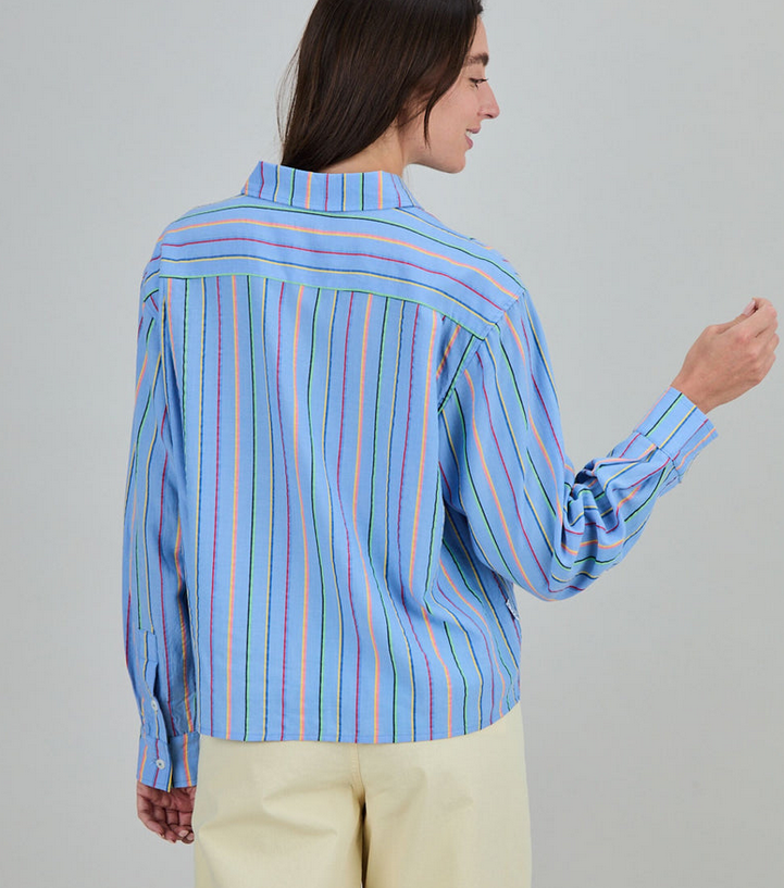 Chemise fluide boxy rayures bleue 100% Tencel