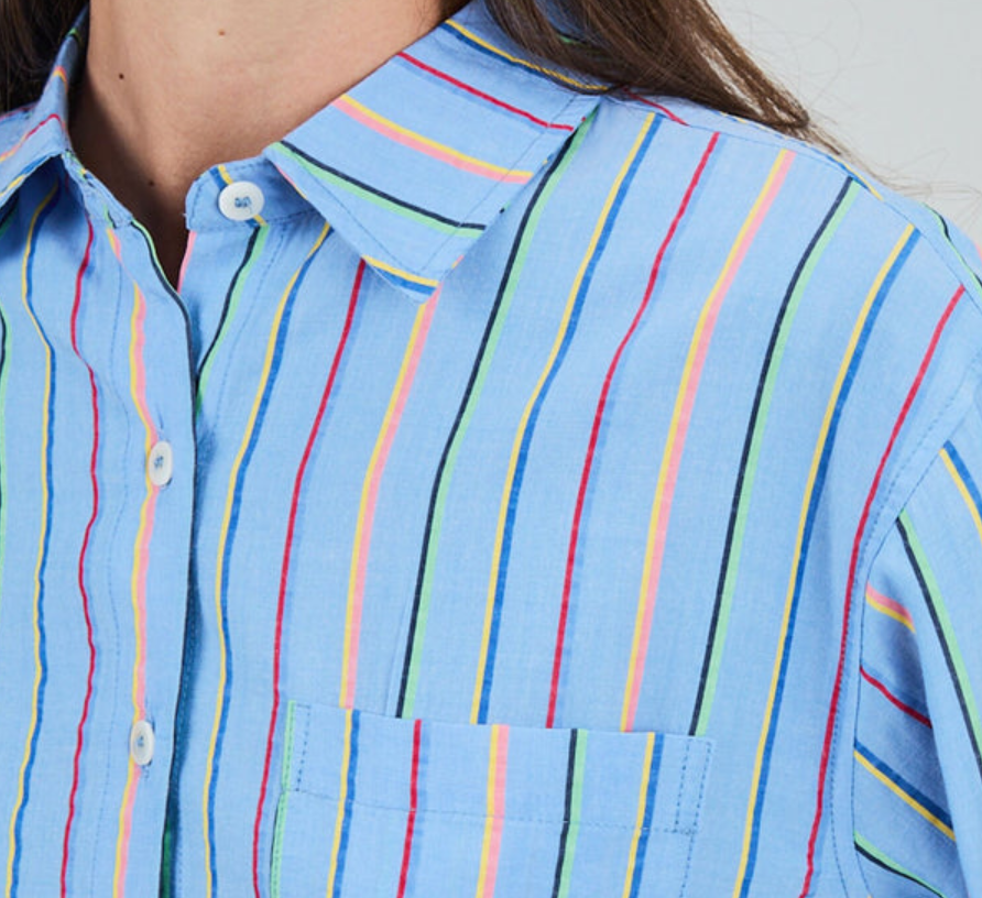 Chemise fluide boxy rayures bleue 100% Tencel