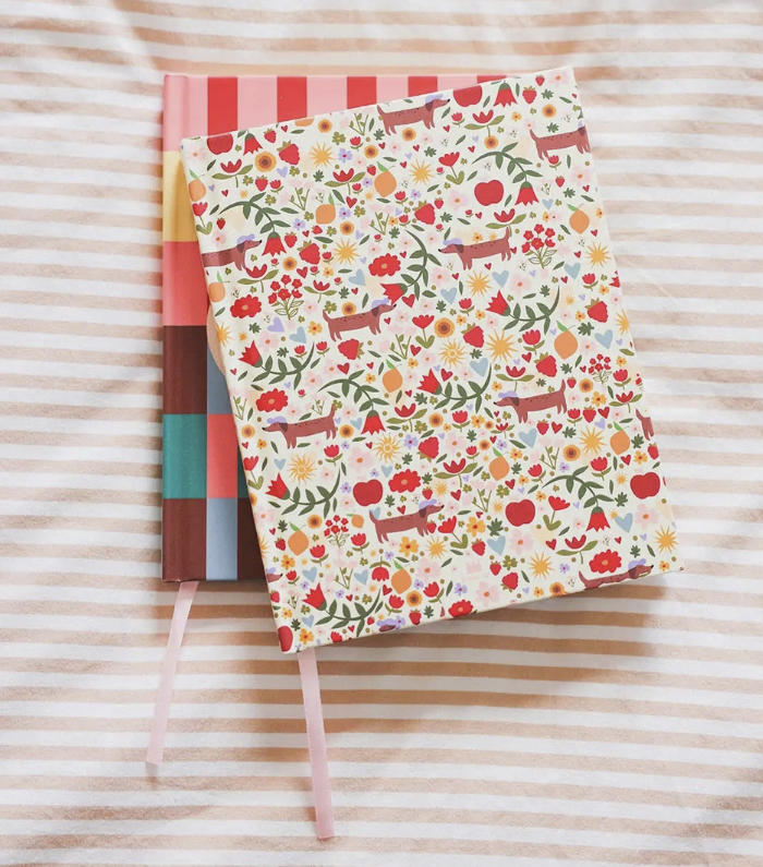 Carnet relié 192 pages Flower teckel fabriqué en France