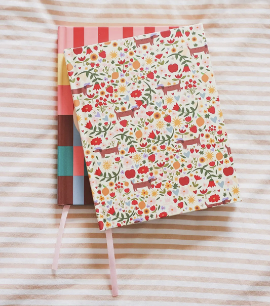 Carnet relié 192 pages Flower teckel fabriqué en France