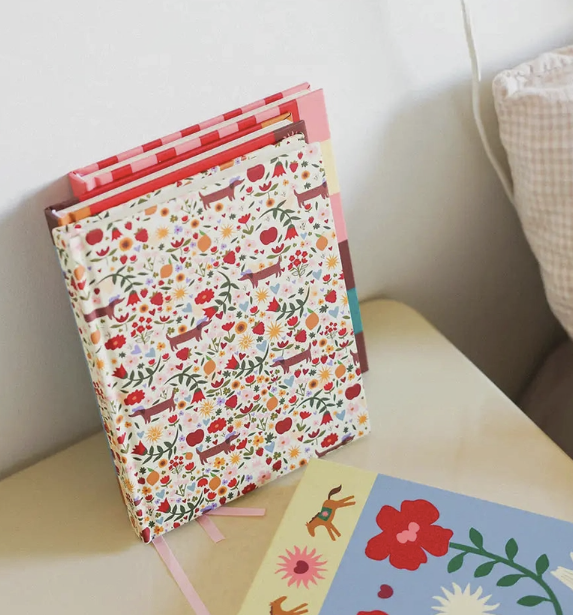 Carnet relié 192 pages Flower teckel fabriqué en France