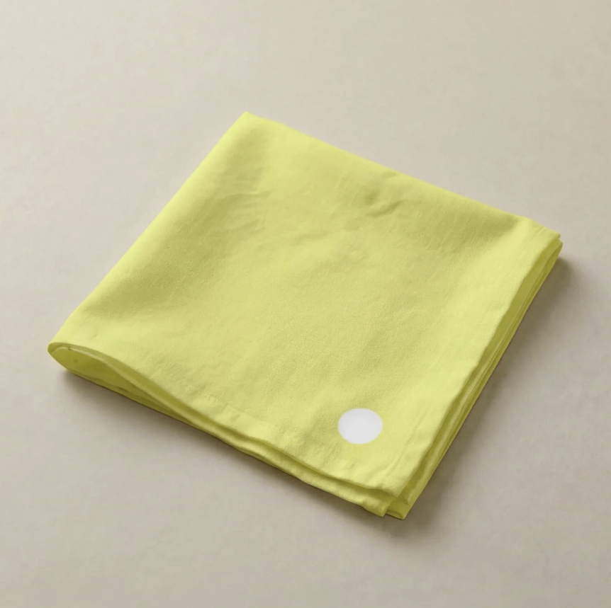 Lot de 4 serviettes de table coton jaune lime rond blanc