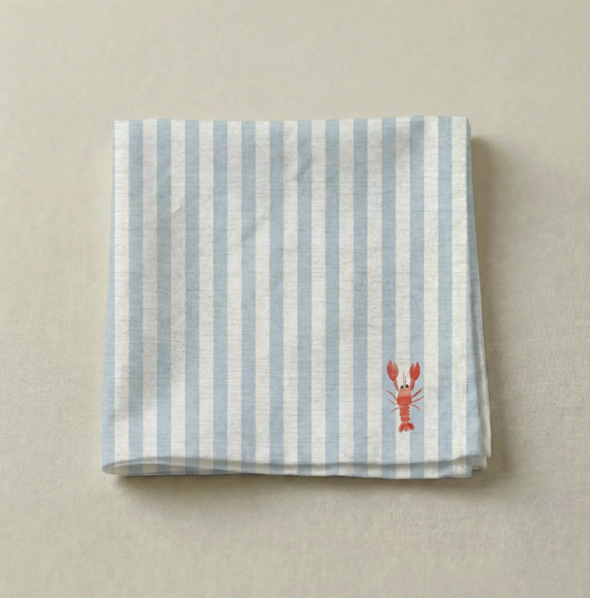 Lot de 4 serviettes de table coton rayure bleu homard