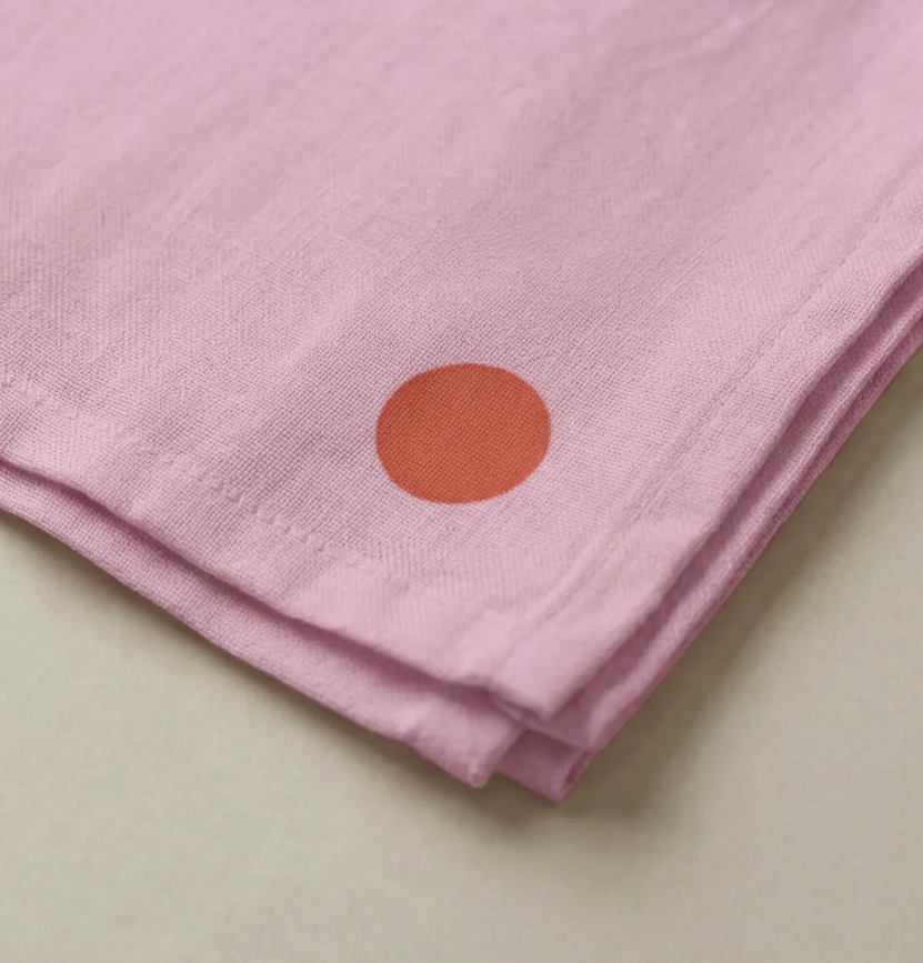 Lot de 4 serviettes de table coton rose bubblegum et rouge