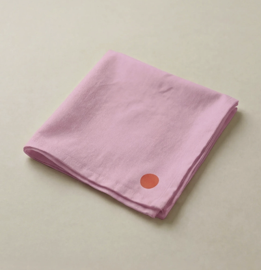 Lot de 4 serviettes de table coton rose bubblegum et rouge