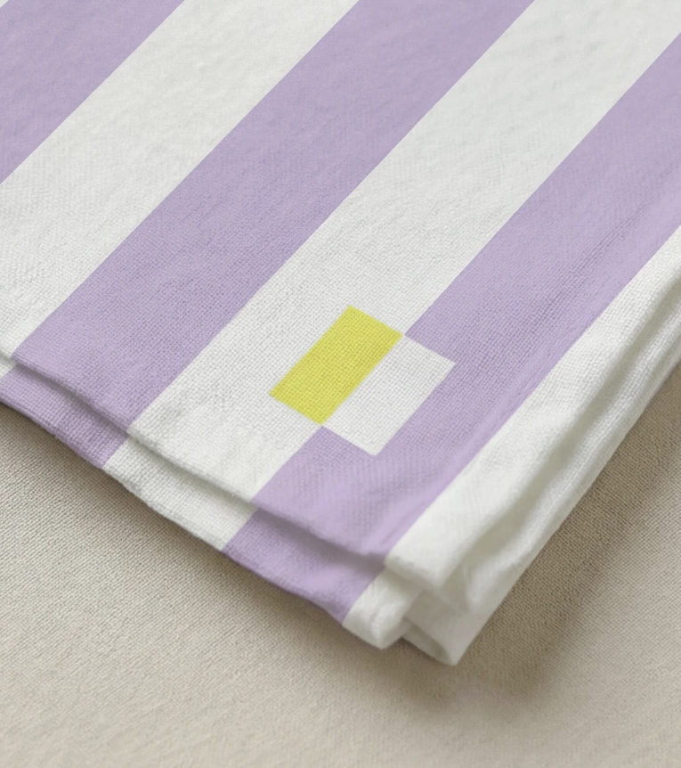 Lot de 4 serviettes de table coton rayure lila lime