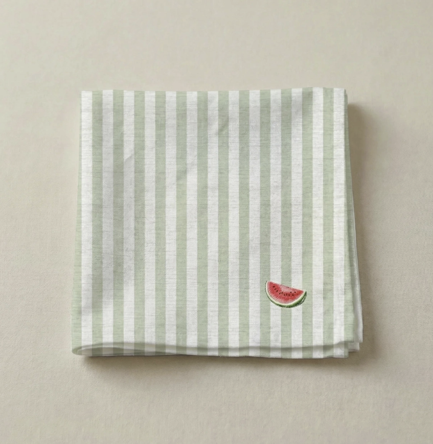 Lot de 4 serviettes de table coton rayure tutti frutti assorties
