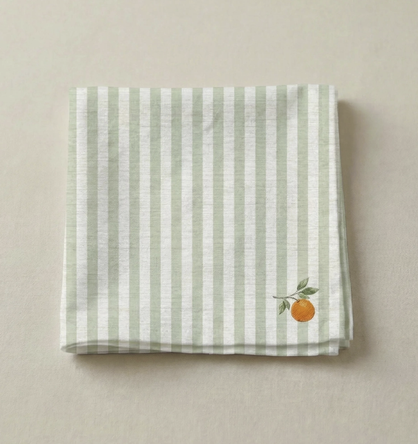 Lot de 4 serviettes de table coton rayure tutti frutti assorties