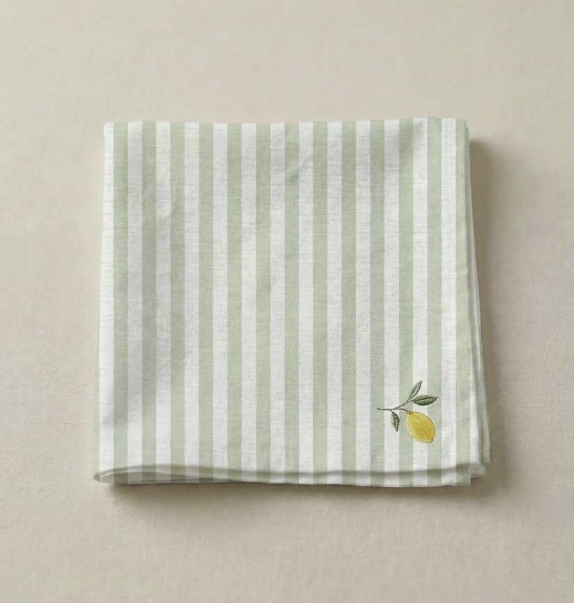 Lot de 4 serviettes de table coton rayure tutti frutti assorties