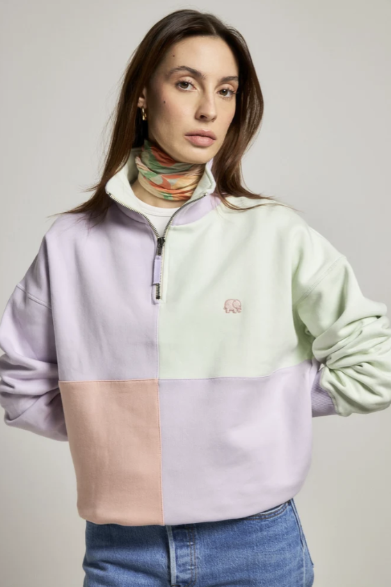 Sweat zipper colorbloc pastel