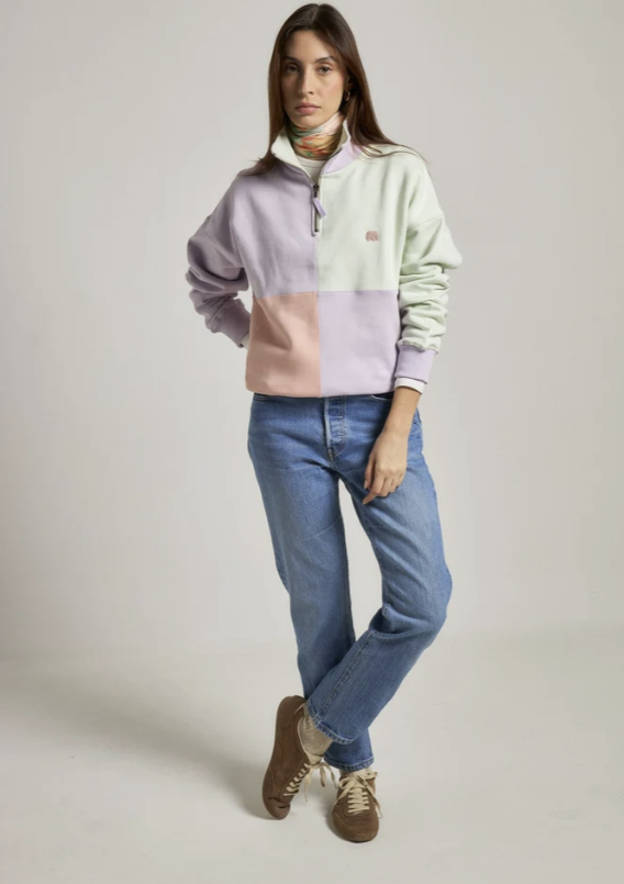 Sweat zipper colorbloc pastel