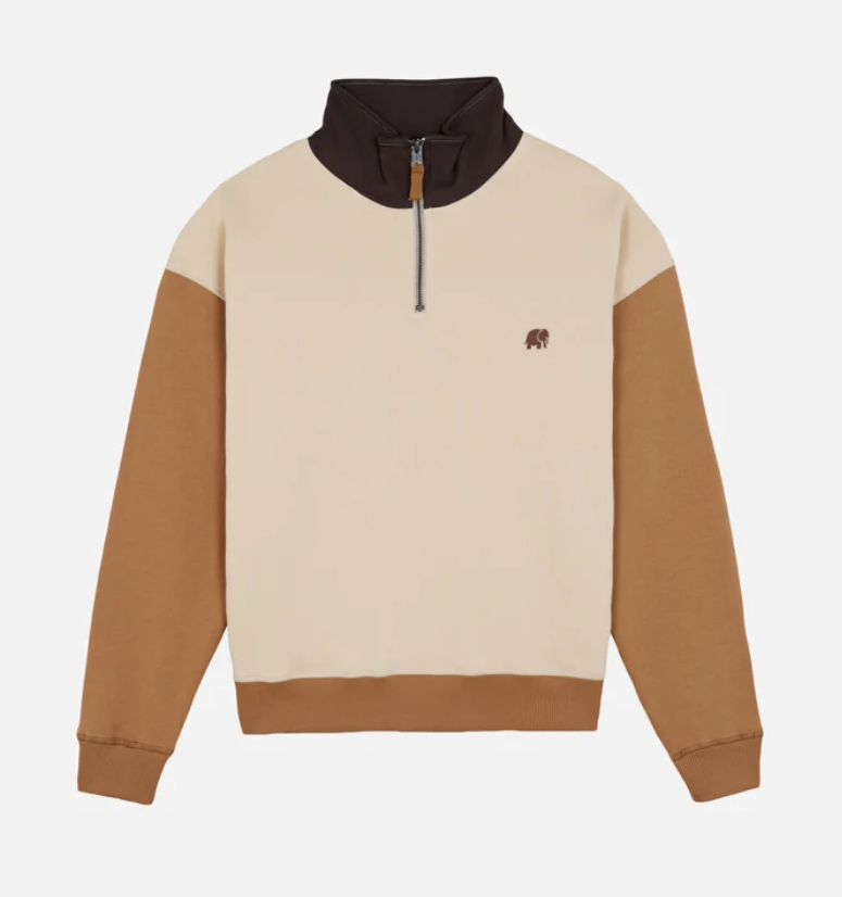 Sweat zipper colorbloc macchiato