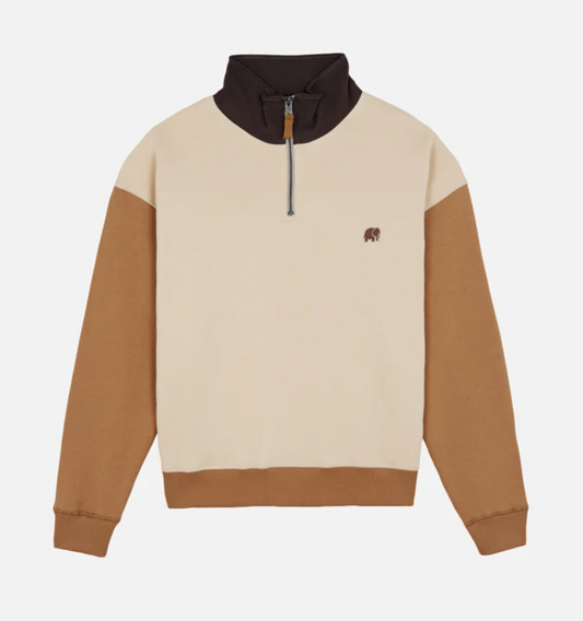 Sweat zipper colorbloc macchiato